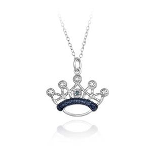 Blue Diamond Crown Necklace For Women